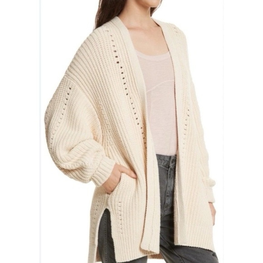 Free People Cream Knit Nightingale Cardigan